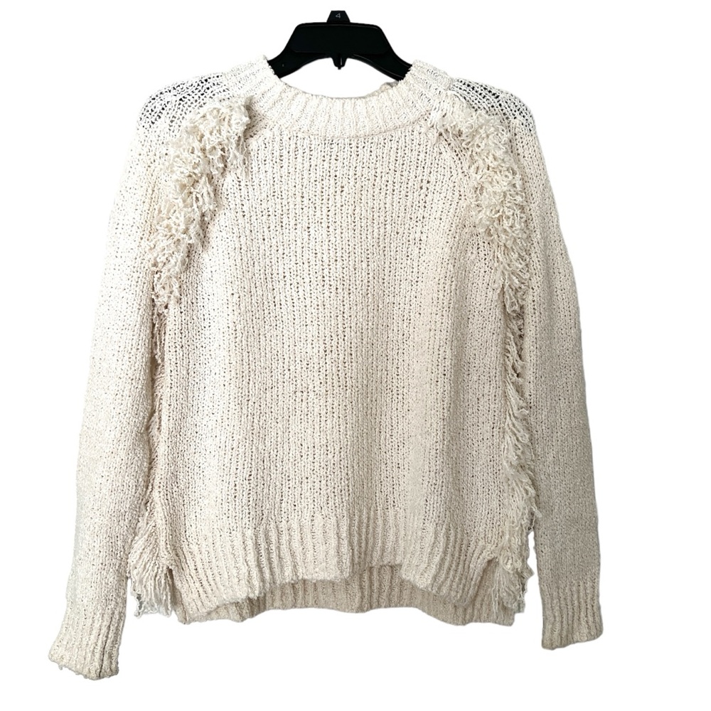 Madewell sweater Loop Edge Fringe Pullover cotton cream XXS
